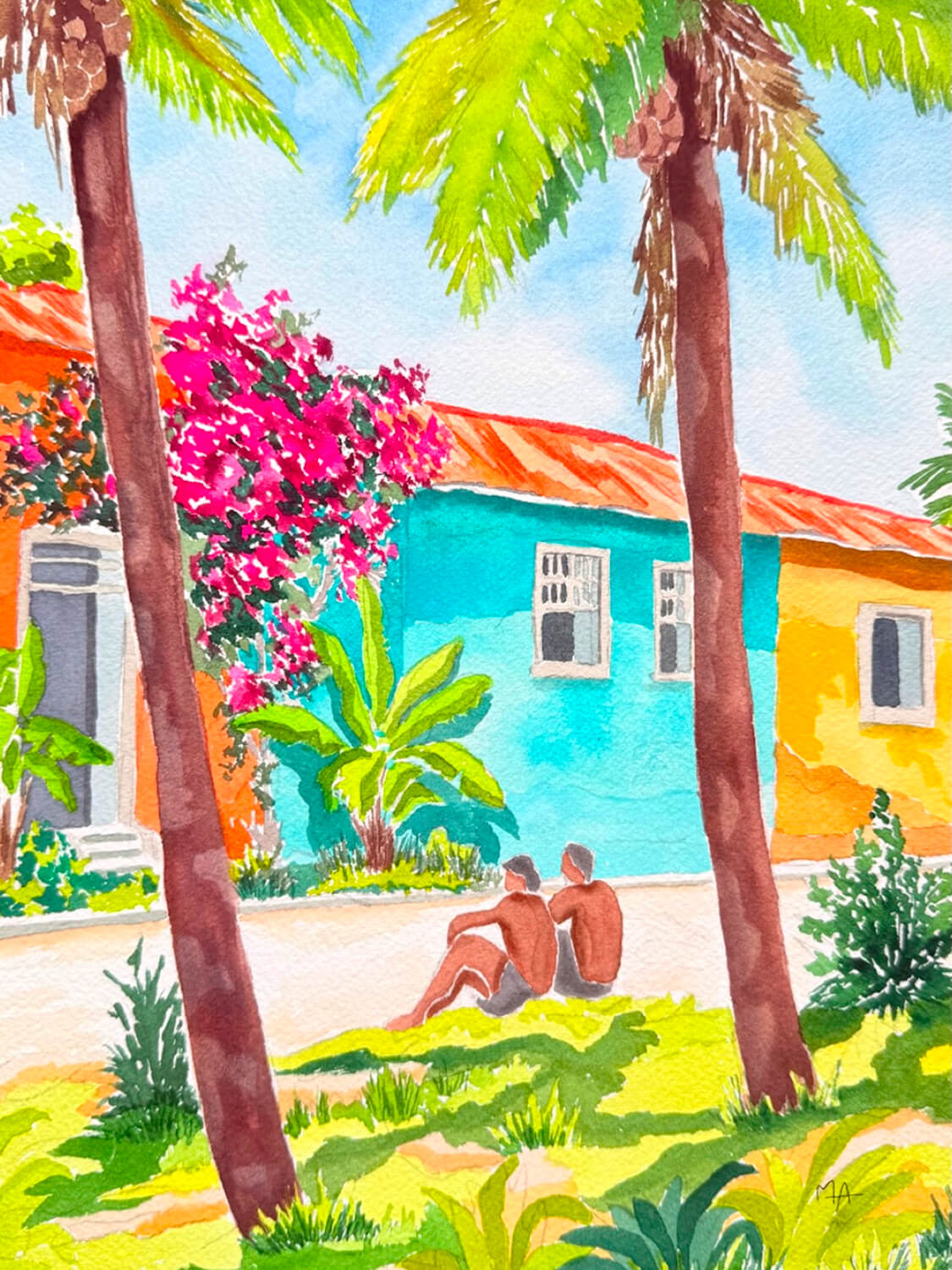 Affiche - À l'ombre des palmiers